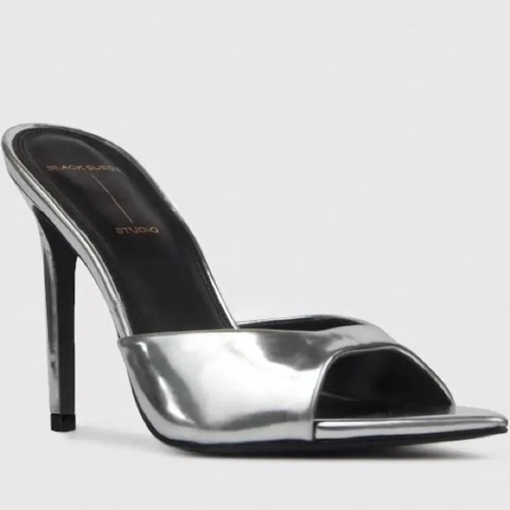 😎 Black Suede Studio Brea 100 heels mirrored silver - Picture 2 of 13